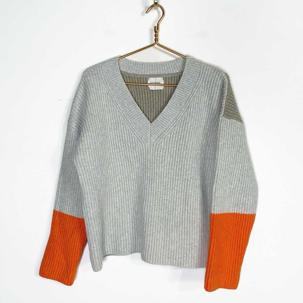 Stitches + Stripes Womens Mason V-Neck Sweater size L Revolve Heavy weight